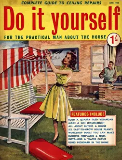 Horticulture Prints: Do It Yourself 1959 1950s UK magazines diy brickwork bricks gardens sun loungers