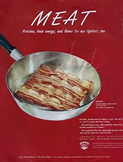 American Prints: American Meat Institute 1950s USA bacon frying pans rashers