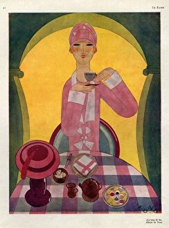 Spanish Artwork Collection: Art Deco Tea Drinking 1926 1920s Spain cc art deco tea drinking afternoon