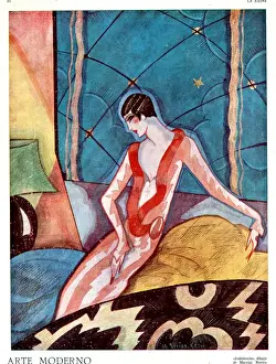 Nineteen Twenties Prints: Art Deco Woman 1920s France La Esfera cc art deco illustrations Portraits