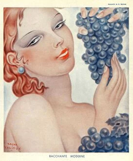 Spanish Artwork Collection: Bachante Moderne 1930s Spain womens portraits grapes wine alcohol