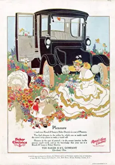 Baker Electrics 1916 1910s USA cc cars mothers picking flowers daughters