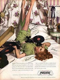 Advertise Collection: Balanced Pacific Sheets 1940s USA fabrics records record players cotton sheets clothing