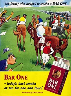 Humor Prints: Bar One 1952 1950s UK horses racing humour h m bateman