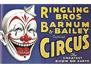 Nineteen Twenties Prints: Barnum and Baileys Circus 1920s USA mcitnt clowns slogans The Greatest Show On Earth