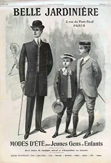 1900s Prints: Belle Jardiniere 1902 1900s France cc suits mens hats fathers and sons