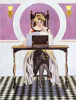 Blabon Art Linoleum 1920s USA Coles Philips portraits writing reading flooring agony Blabon Art Linoleum 1920s USA Coles Philips portraits writing reading flooring agony