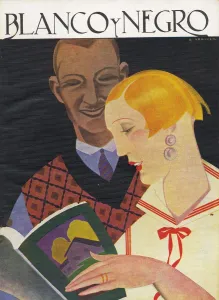 Spanish Artwork Prints: Blanco y Negro 1920 1920s Spain cc reading books magazines