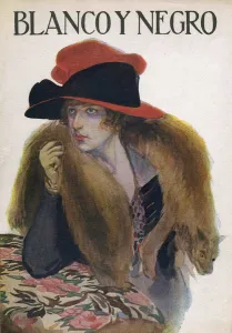 Spanish Artwork Prints: Blanco y Negro 1921 1920s Spain cc furs hats womens foxes magazines