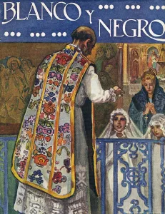 Nineteen Twenties Prints: Blanco y Negro 1921 1920s Spain cc vicars priests churches communion holy magazines