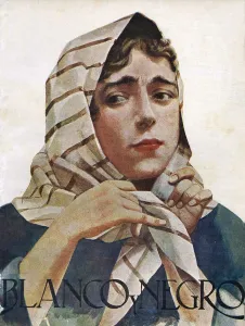Womens Prints: Blanco y Negro 1922 1920s Spain cc head scarves portraits womens magazines