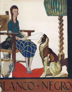 Spanish Artwork Prints: Blanco y Negro 1922 1920s Spain cc reading relaxing dogs magazines