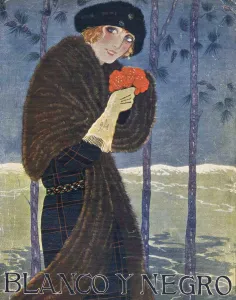 Spanish Artwork Prints: Blanco y Negro 1924 1920s Spain cc womens hats coats furs flowers magazines