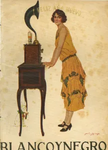 Spanish Artwork Prints: Blanco y Negro 1925 1920s Spain cc magazines gramophones listening