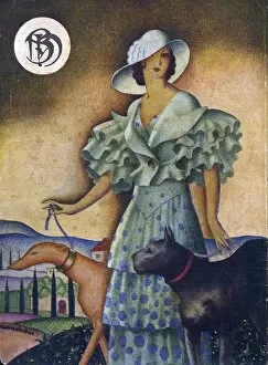 Spanish Artwork Collection: Blanco y Negro 1925 1920s Spain cc walking dogs women woman