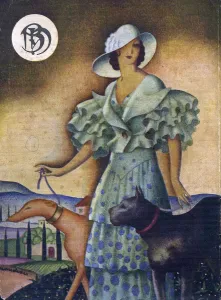 Spanish Artwork Prints: Blanco y Negro 1925 1920s Spain cc walking dogs women woman