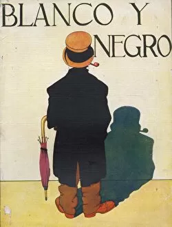 Spanish Artwork Collection: Blanco y Negro 1930s Spain humour umbrellas hats mens cc shadows