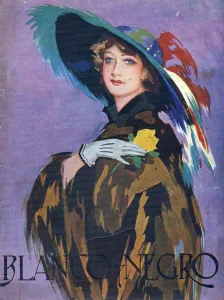 Spanish Artwork Prints: Blanco y Negro 1932 1930s Spain cc magazines womens hats feathers