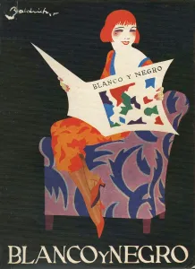Spanish Artwork Prints: Blanco y Negro Spain cc reading magazines women woman