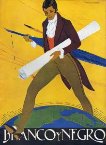 Spanish Artwork Prints: Blanco y Negro Spain pens writers writing globes magazines
