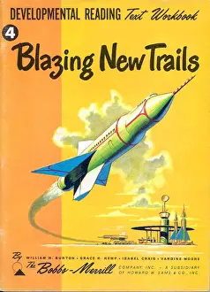 Books Prints: Blazing New Trails 1950s USA rklf Bobbs-Merrill Company spaceships space ships rockets