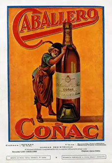 Spanish Artwork Prints: Caballero 1920s Spain cc cognac alcohol brandy bottles