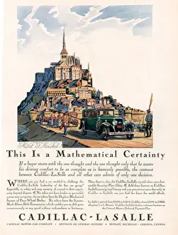 Nineteen Twenties Prints: Cadillac la Salle 1929 1920s USA cc cars mont saint michel france holidays destinations