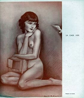 Images Dated 1st September 2008: The Empty Cage 1930s France cc pin ups glamour nudes portraits pin-ups