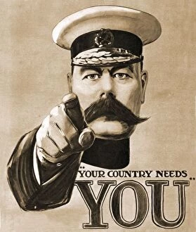 Advertisements Collection: Your Country Needs You Recruitment 1914 1910s UK Lord Kitchener propaganda WW1 slogans