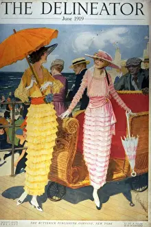 1910s Prints: The Delineator 1910s USA holidays seaside sea beaches umbrellas magazines