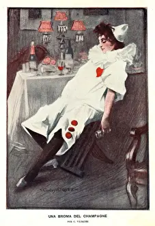 Drunken Pierrot 1920s Spain cc alcohol clowns drunk drunks carnivals masquerade clowns