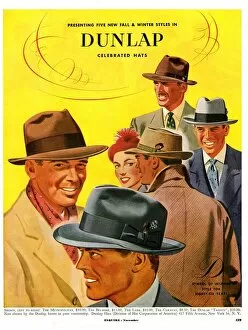 Clothes Clothing Collection: Dunlap 1950s USA mens hats admirers