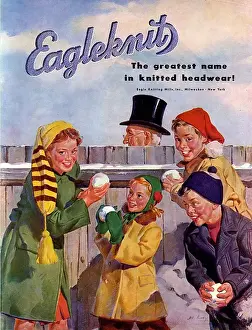 1950s Prints: Eagleknit 1950s USA mcitnt childrens hats Eagle Knit snowballs Knitting Mills childrens