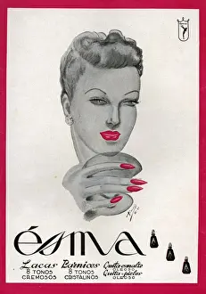 Spanish Artwork Prints: Esma 1942 1940s Spain cc face creams beauty moisturiser skin care skincare