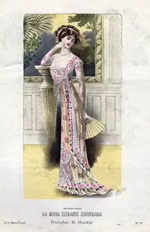 1900s Prints: French Fashion 1909 1900s Spain cc womens dresses fans