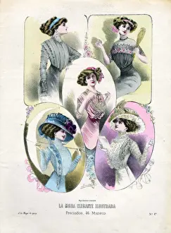 1900s Prints: French Hats 1909 1900s France cc womens hats portraits