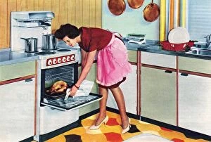 Nineteen Sixties Collection: GEC 1960 1960s UK housewives housewife cooking ovens kitchens homemakers women woman