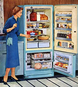 General Electric 1950s USA fridges freezers housewife housewives woman women kitchens General Electric 1950s USA fridges freezers housewife housewives woman women kitchens