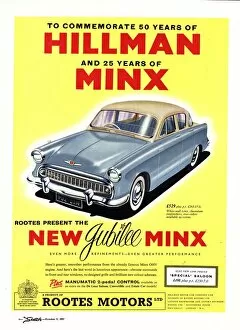 Adverts Collection: Hillman 1950s UK jubilee edition hillman minx cars