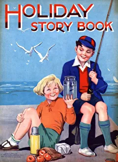 Holiday Story book 1950s UK holidays fishing