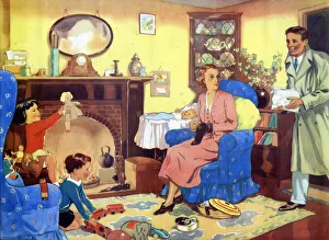Books Prints: Infant School Illustrations 1950s UK interiors sitting rooms living Enid Blyton