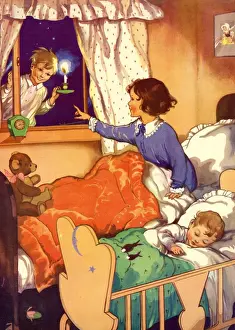 Books Prints: Infant School Illustrations 1950s UK Wee Willie Winkie sleeping bedtime nursery rhymes