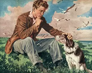 John Bull 1940s UK dogs mans best friend a man and his pets friends companions friendship