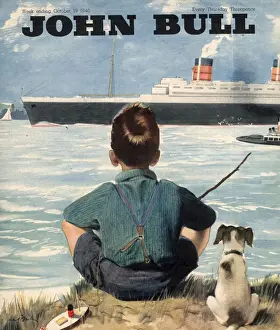 John Bull Prints: John Bull 1946 1940s UK nautical fishing steam ships cruises boats magazines dogs