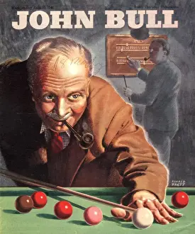 Nineteen Forties Prints: John Bull 1946 1940s UK snooker billiards pipes games magazines