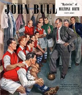 John Bull Collection: John Bull 1947 1940s UK Arsenal football team changing rooms magazines managers