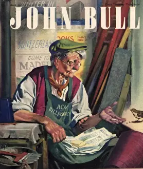 John Bull 1947 1940s UK birds feeding old men magazines