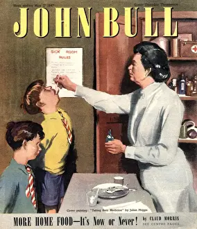 John Bull 1947 1940s UK taking giving medicine schools nurses matrons magazines medical