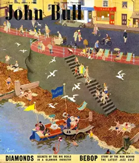 John Bull 1949 1940s UK holidays beaches seaside boats trips round the harbor magazines