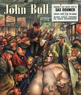 British Prints: John Bull 1949 1940s UK pigs auctions farms farmers magazines